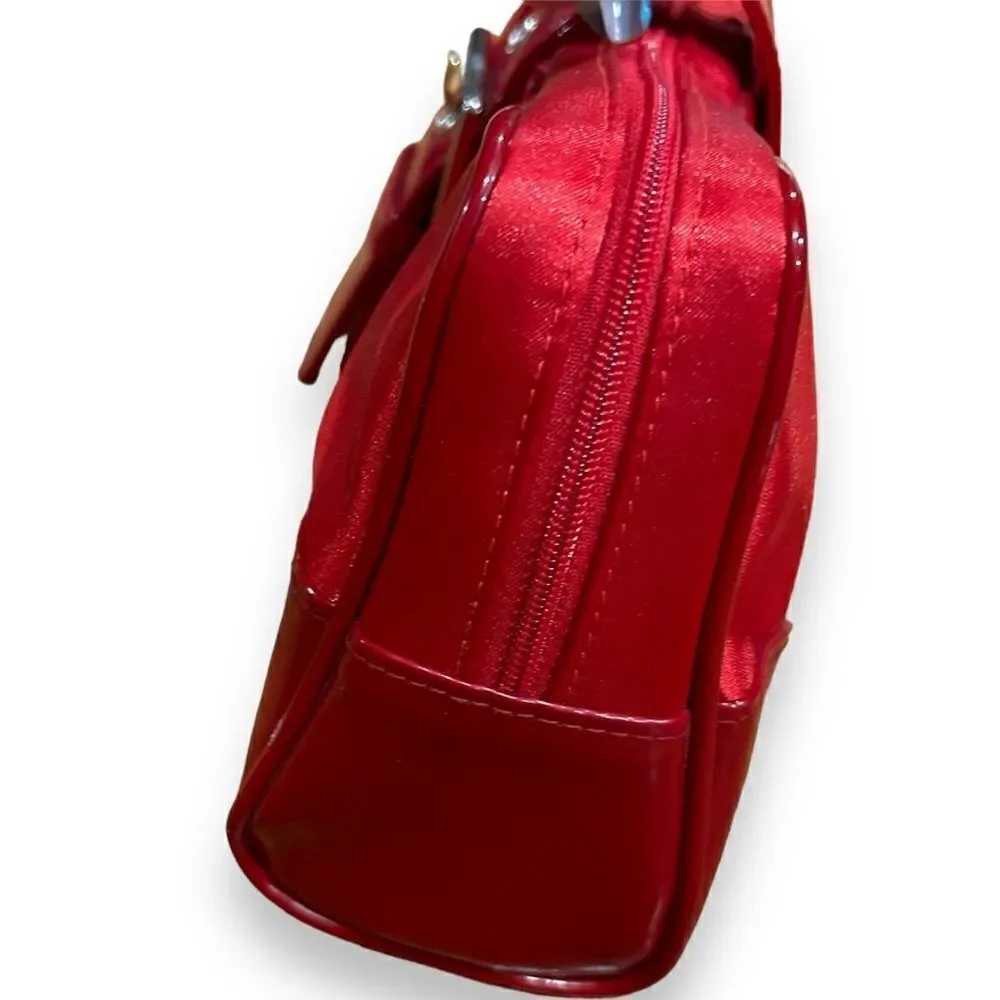 Revolve Dior Vintage Parfum Red Satin Toiletry Bag or Purse Clutch with Buckle